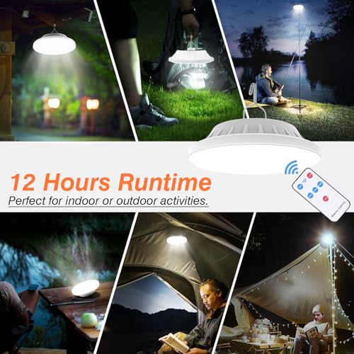 LeKaufen Solar Camping Lantern with Remote - Waterproof Hanging Tent Light, 12H Runtime, 5 Modes, USB & Solar Charging, Model: 1