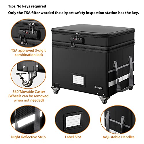 DocSafe Black Fireproof Document Box with Lock & Wheels, 16x13.8x12.2 Inches