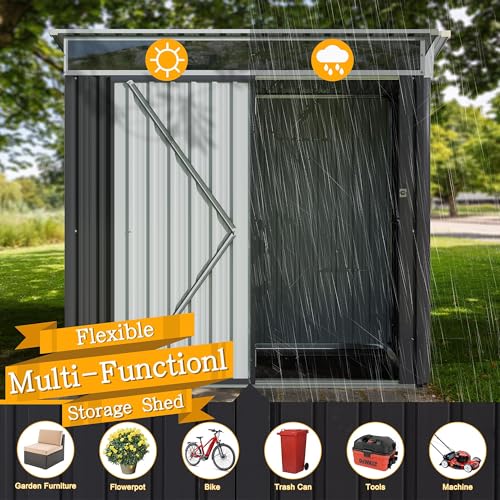 Shintenchi Steel Gray 6x4 FT Outdoor Storage Shed with Lockable Door