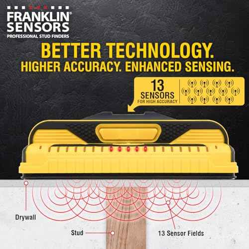 Franklin Sensors Prosensor M210 Stud Finder With 13-Sensors, Wood & Metal Stud Detector/Wall Scanner, Live Wire Detection, Made in the USA
