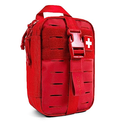 MyFak Mini First Aid Kit Red | Compact Emergency Travel Medical Kit - 70 Items