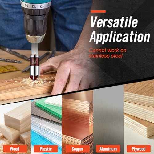 5Pcs Countersink Drill Bit Set, Premium Drill Bit with 82-Degree, 5 Flutes, Quick-Change Hex Shank, 1/4 Inch to 3/4 Inch Size, Counter Sink Bits for Wood, Metal, Plastic