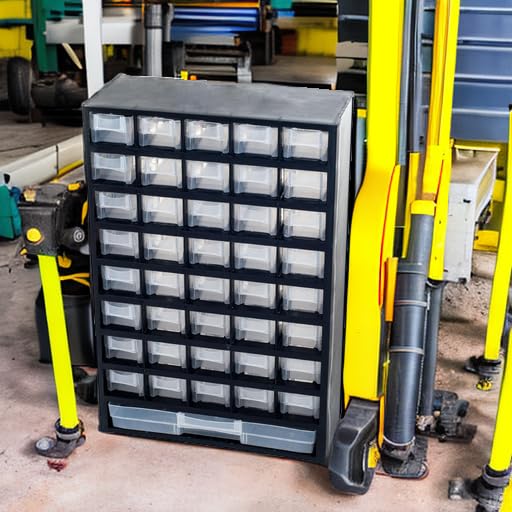 Storage Bin with Drawers 41-Drawer Plastic Parts Organizer by Stalwart (Black) – 40 Small + 1 Large Drawer