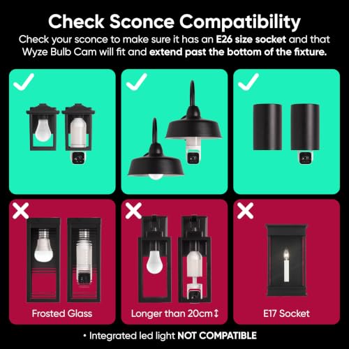 WYZE Bulb Cam 2K HD Smart Security Camera with E26 Socket - 1 Pack