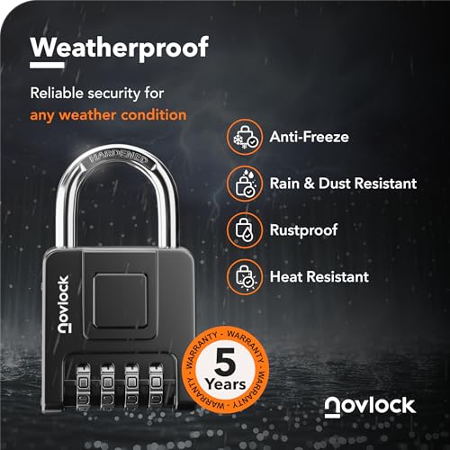 Combination Locks for Outdoor & Indoor | Heavy Duty, Weatherproof, 4-Digit Security | Padlock for Lockers, Gates, Fences, Sheds, Storage | 4-Pack, Black