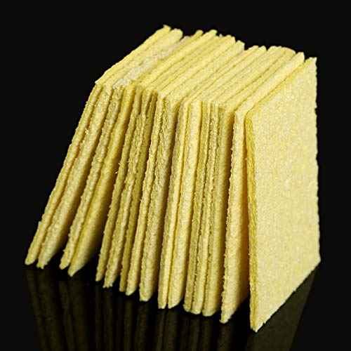 50PCS Soldering Sponge, Replacement Soldering Iron Cleaning Pads Sponge, Yellow Soldering Iron Special High Temperature Sponge