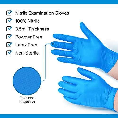 OSTC Lydus 4 Mil Latex Free Nitrile Textured Finger Exam Gloves - Large (Box of 100)
