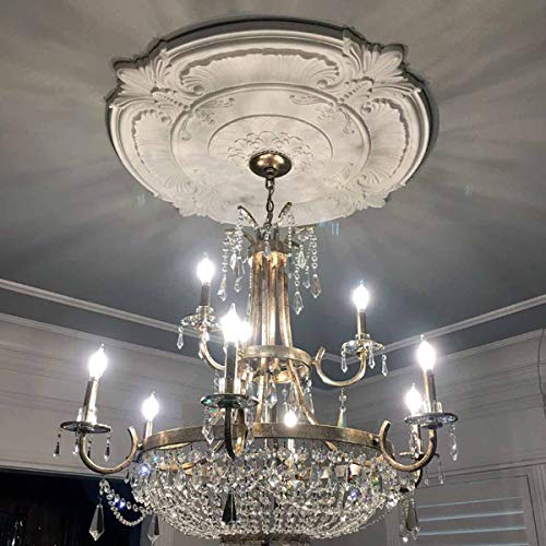 Ekena Millwork CM13BR2 13"OD x 7 1/2"ID x 3/4"P Bradford Classic Ceiling Medallion, Fits Canopies up to 8-5/8", 2 Piece