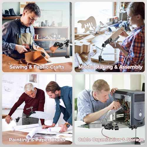 Helping Hands Soldering Clamp with 16" Flexible Arm, 360¡Æ Rotating Bracket- Adjustable Clamps for Hold Hot Air Guns, PCB, Welding, DIY, Repairs, and Craft Projects