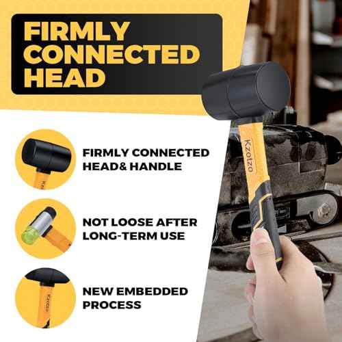 2-Piece Rubber Mallet Hammer Set, 8oz Rubber Hammer Mallet & 25mm Double-Faced Soft Mallet, Shockproof Fiberglass Handle with Cushion Grip, Damage-Free to Floor, Tile, Crafts
