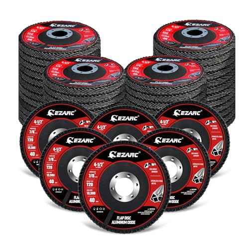 EZARC Flap Discs 4-1/2 Inch for Angle Grinder, 50 Pack Flap Sanding Disc, Type 29 Aluminum Oxide Abrasives Grinding Wheel for Wood Finishing & Metal Sanding, 40 Grit (7/8 inch Arbor Size)