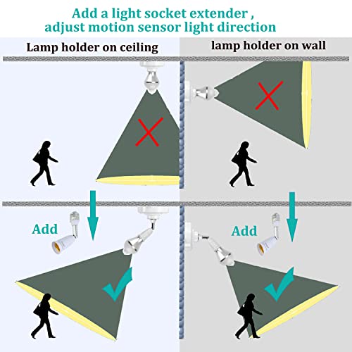 Borju 2-Pack Light Socket Extender 4.5 Inch, Adjustable E26 Socket with 360° Rotation