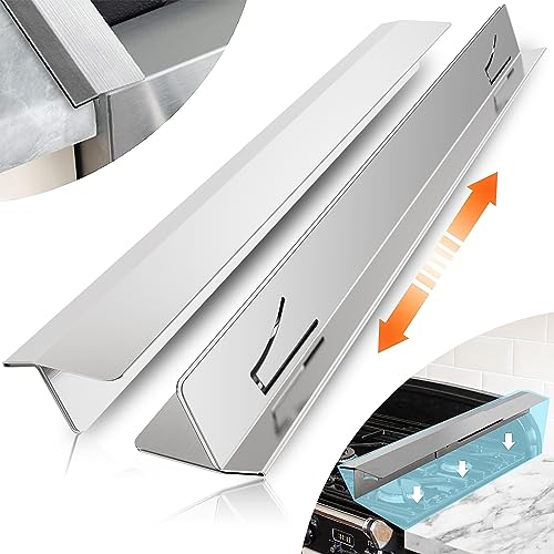 2Pcs Stainless Steel Stove Gap Covers 13.8-27.5 in, Eveanro Silver