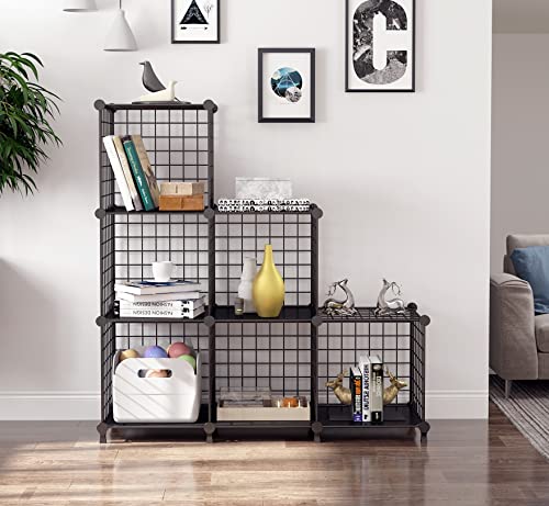 AWTATOS Black Wire Cube Storage Shelf 6-Cube Closet Organizer