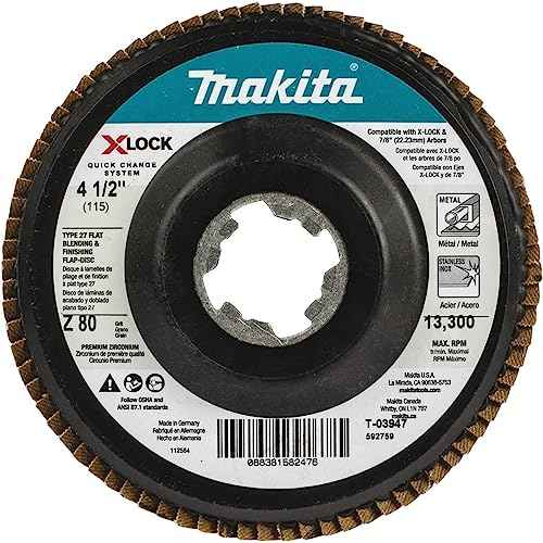 Makita T-03947 X-Lock 4?1/2" 80 Grit Type 27 Flat Blending and Finishing Flap Disc for X-Lock and All 7/8" Arbor Grinders