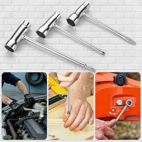 3Pcs Chainsaw Tool Set, T-Spanner Scrench Kit, 13 by 19 mm 1/2x3/4 Chainsaw Combo Combination Screwdriver and Spanner Tool
