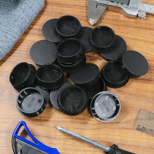 Masendelk 35mm Plastic Hole Plugs - Black, Snap-in End Caps, 10pcs, 1-3/8"