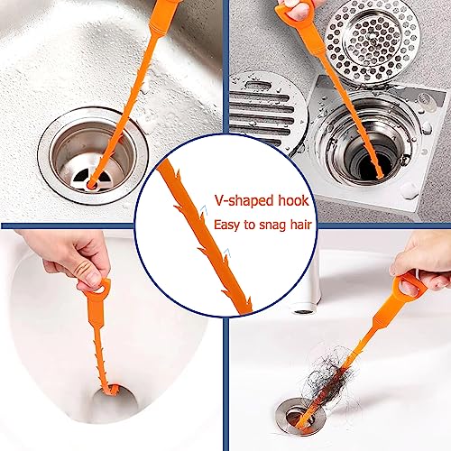 KeyFar 8-Pack 25-Inch Hair Clog Remover Drain Snake with Barbed Hook