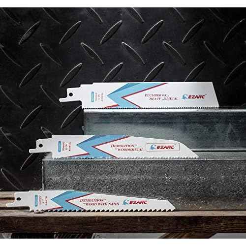 EZARC Reciprocating Saw Blade Bi-Metal Cobalt Sabre Saw Blades for Wood Demolition 6-Inch 6TPI R622DH (5-Pack)