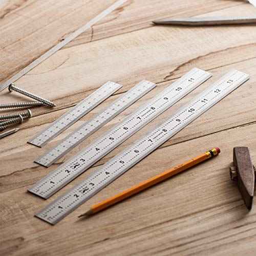 Mr. Pen- Machinist Ruler, 4 Pack (6, 8, 12, 14 inch), Metric & Millimeter Ruler, 1/64, 1/32, mm and .5 mm, Stainless Steel