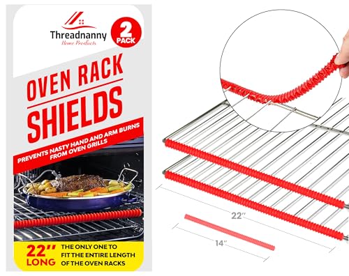 ThreadNanny 22” Extra Long Silicone Oven Rack Guards, Red, 2 Pack