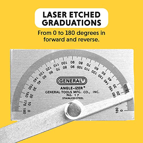 General Tools Square Head Protractor & Angle Finder for Carpentry & Framing - 6" Arm (Variation: Square Head / Angle Finder)