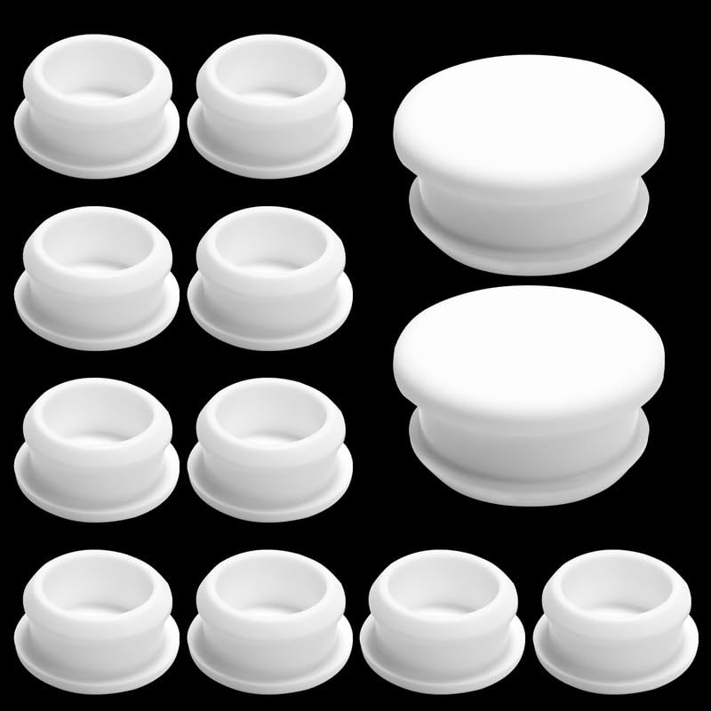BOPOREAE 10 Pack 26mm White Silicone Rubber Plugs for 1" Round Holes - Reusable, Extended Design