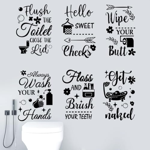 Bathroom Decals Sticker Peel and Stick Wall Decals Vinyl Quotes Art Stickers Positive Stickers Toilet Rules Wall Decor Vinyl Quote Wall Decor for Home