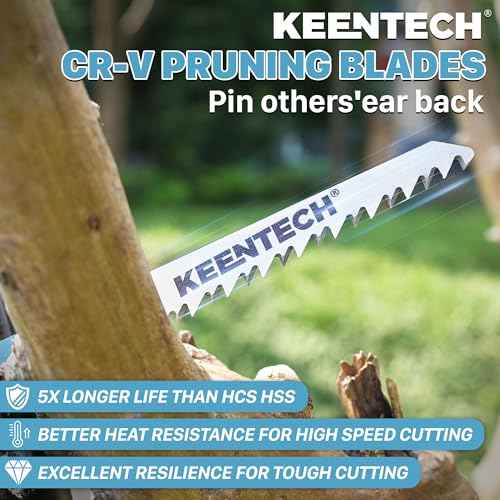 KEENTECH 6 Inch Cr-V Reciprocating Saw Blade 5-Pack for Cutting Wood, Engineered Wood, PVC Piping, Drywall, 6 TPI Fleam Ground Teeth, Compatible with Milwaukee Sawzall and Other Reciprocating Saws