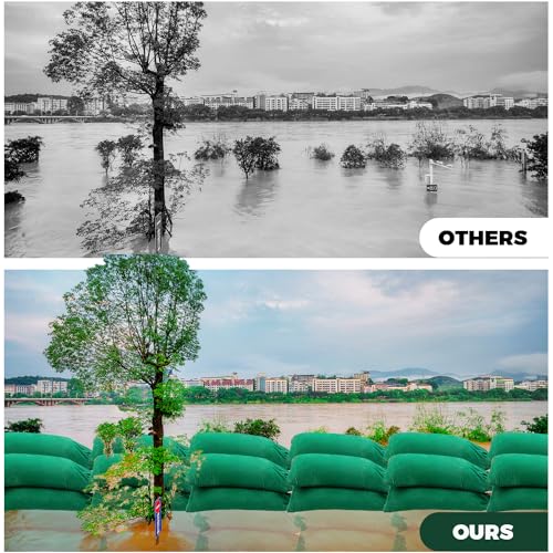 6 Pack Flood Water Barrier Sand Bags,Thickened Long Canvas Flood Protection Sandbags,Winter Bags for Swimming Pool Covers,Reusable Quick Flood Barrier for Home Flood Control