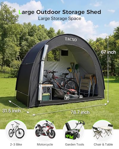 TACXO 79x32x67in Waterproof Bicycle Storage Shed Tent for 2-3 Bikes, Motorcycle & Outdoor Equipment