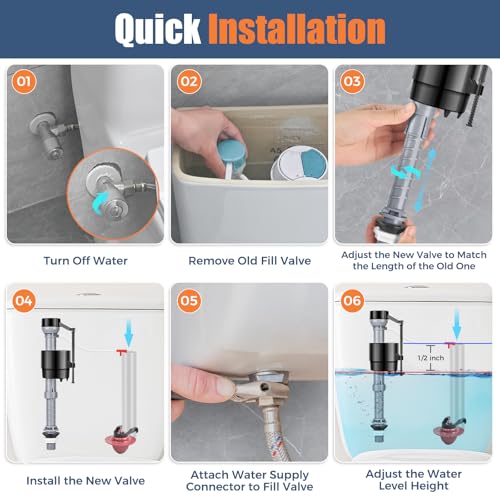 Red Toilet Flusher Replacement Kit with Fill Valve, Flapper & Handle - TEVIORA