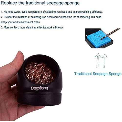 Welding Soldering Solder Iron Tip Cleaner Cleaning Steel Wire W/Stand Set Holder Black