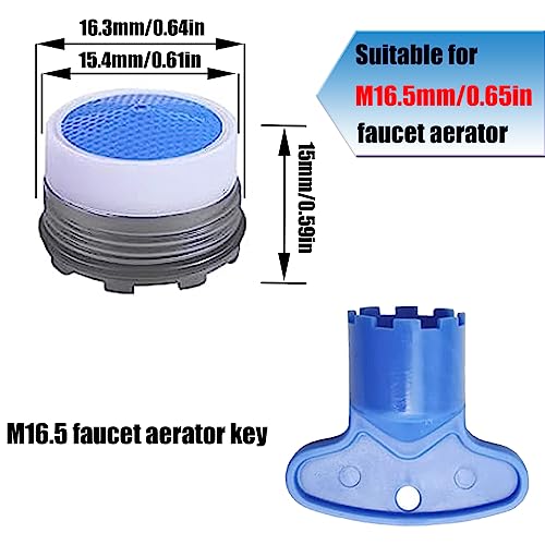 BOETOADG 4-Pack M16.5 Faucet Aerator Replacement with Key - Kitchen & Bathroom Sink Filter, 1.2GPM