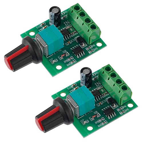 BOJACK Low Voltage DC Motor Speed Controller PWM 1.8V-15V 2A 30W Adjustable Switch Pack of 2