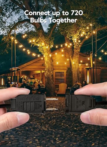 Brightown Black 55FT Connectable Outdoor String Lights with 25 Bulbs - IP65 Waterproof Patio Lighting