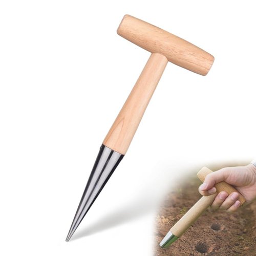 Plant Hole Digger for Planting 2025 New Pointed Soil Hole Digging for Sowing Seeds, Handheld Garden Seed Planter Tool for Flowers Vegetables Seed Dispenser - T Shaped Handle - Easy to Drill Holes