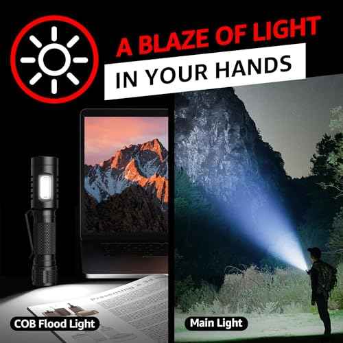 Flashlight, Magnetic LED Flashlight,Small Powerful EDC Flashlight A5 with COB Side Light,700 lumens,6 Modes,2 Types Batteries,Waterproof for Camping, Emergency(Not Included Battery) Gift