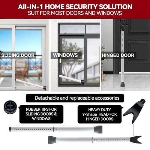 AceMining Adjustable Door Security Bar 20-50 in, White - Travel & Home Security
