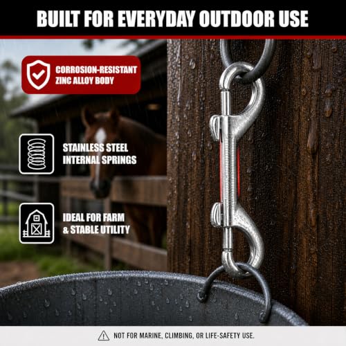 Sprookber 3.5 Inch Double Ended Snap Hooks - 120LB Heavy Duty Zinc Alloy, 4 Pack, Silver