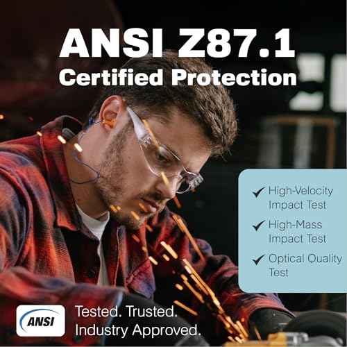 Raxwell Clear Safety Glasses, ANSI Z87.1, Wraparound, Anti-Scratch, Impact-Resistant, Eye Protection for Work & DIY