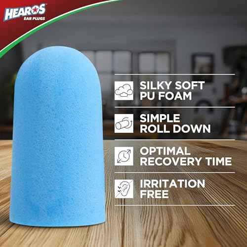 HEAROS Xtreme Protection Ear Plugs, NRR 33, 14 Pair, PU Foam, ANSI Certified, Blue (5826)