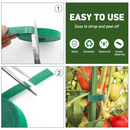 1/2inch 82ft Garden Tie Green Tape, Hitotsu Reusable Plant Tape, Nylon Plant Tie Strap for Gardening Tips, Flowers, Tomato, Vines, Tree