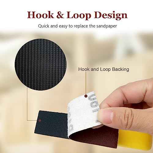 Mini Sander for Small Wood Projects Plus Hook and Loop Sandpaper Roll (1''x20'), Micro Sander Kit Tool Craft Sander for Crafting, Sanding, Tight Space, Precision Finger Detail Sander (240 Grit)