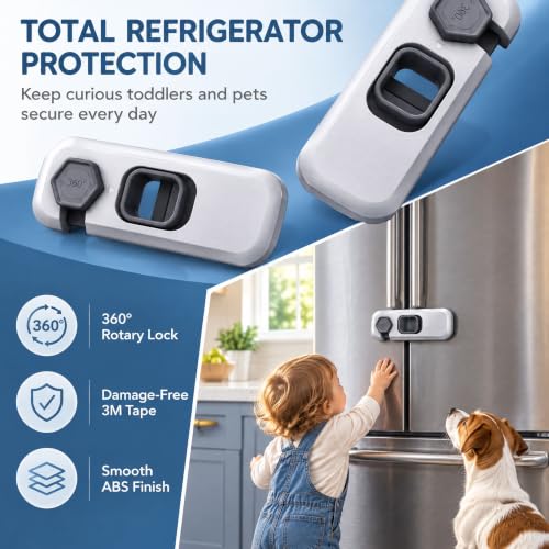 Wilbeva A-Grey 2-Pack Refrigerator & Child Safety Locks with Adhesive