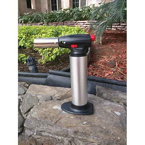 Heavy Duty Micro Blow Torch Flame Forte-Torch for Soldering- Plumbing- Big Refillable Butane Torch- Jewelry-Torch for Home and Kitchen-Adjustable Flame-Security Lock (Gray)