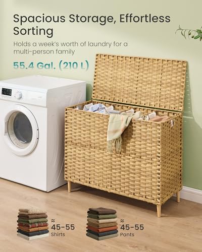 SONGMICS 210 L 55.4 gal Four-Section Laundry Hamper with Lid - Goose Yellow