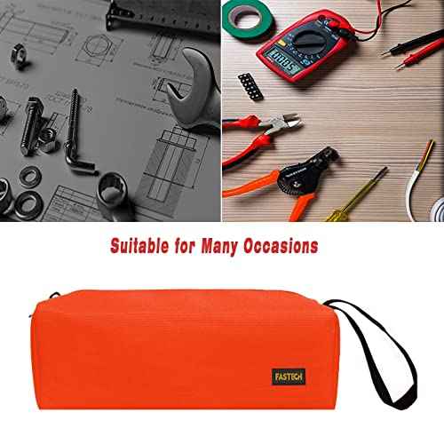 FASTECH 1-Pack Zipper Utility Tool Bag, Small Zipper Bags/Multi-purpose Tool Pouch Tote Bags Storage Organizer for Screwdrivers, Pliers, Nut Drivers Gifts to Men/Women. (Orange)