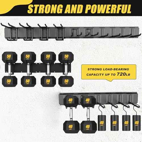 64'' Garage Tool Organizer Wall Mount, 18 PCS Adjustable Garden Tool Hanger Rack, Garage Hooks Heavy Duty, Shovel Holder Wall Mount, Storage Hooks for Hanging in Garage