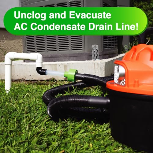 EZVAC AC Drain Line Cleaner and Vacuum Adapter for HVAC Condensate Clogs